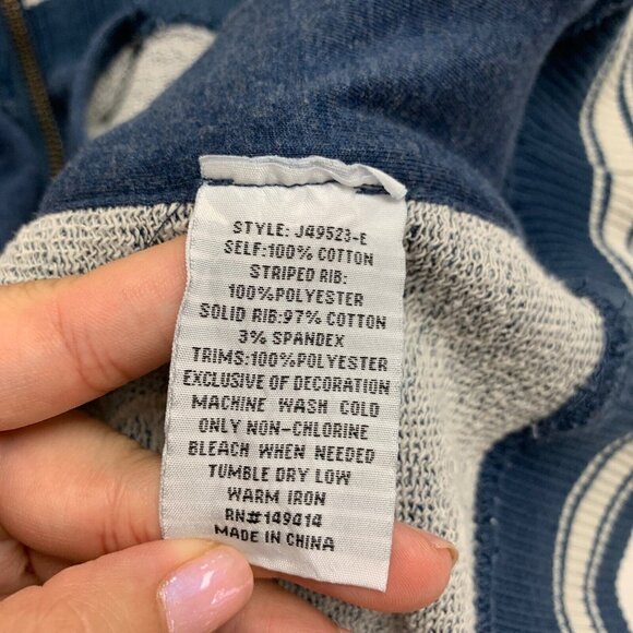 NEW Johnny Was Outerwear | Women ADDISON RIB ZIPUP SWEATSHIRT Heather Indigo - Picture 6 of 6